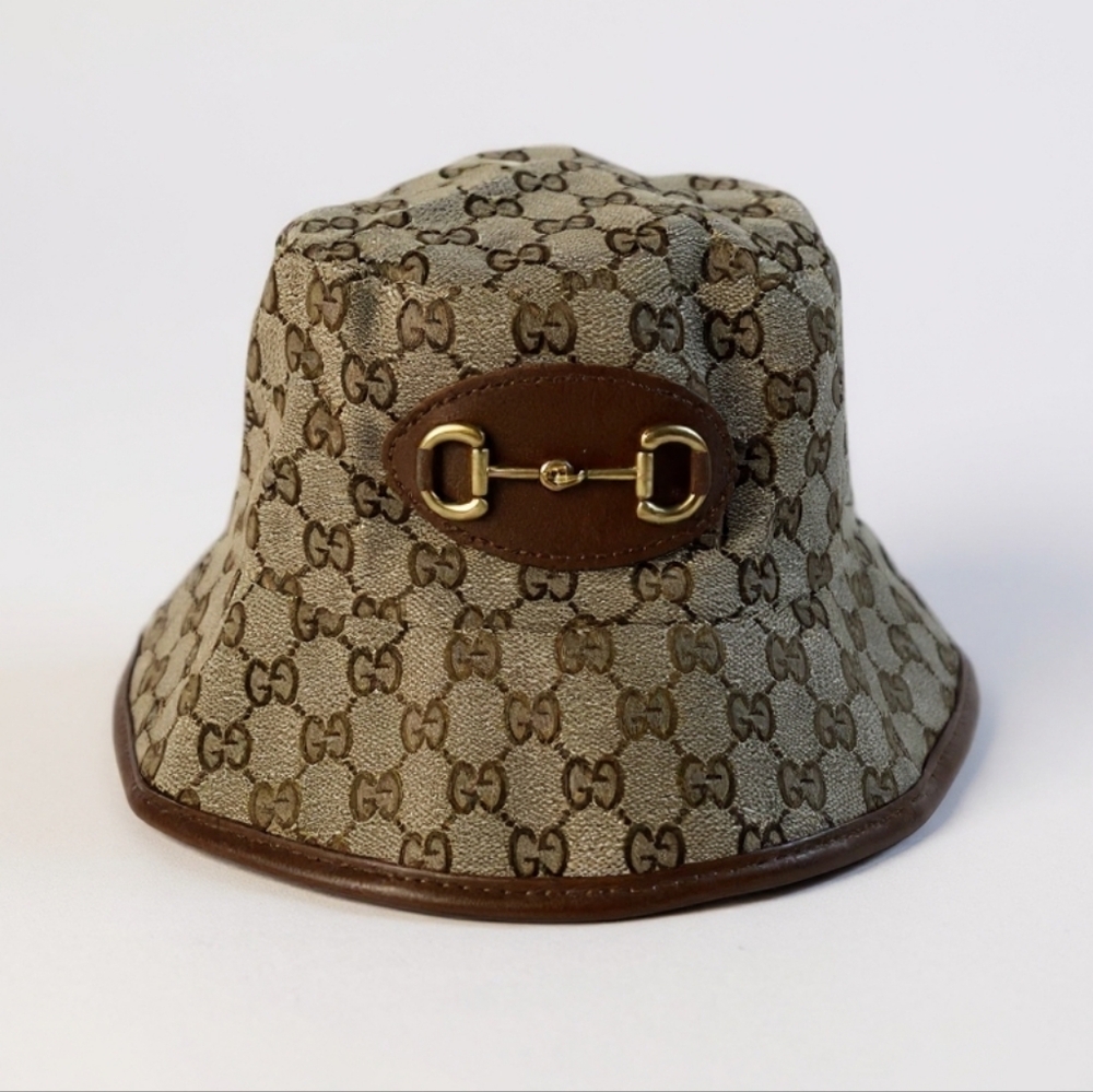 Gucci Tan Monogram Bucket Hat with Gold Accent - Picture 2 of 5